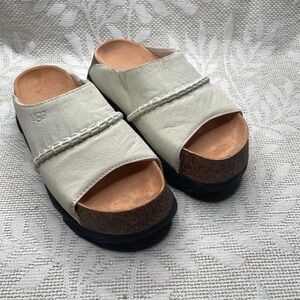 UGG Cream Slide Sandals with Cork Sole